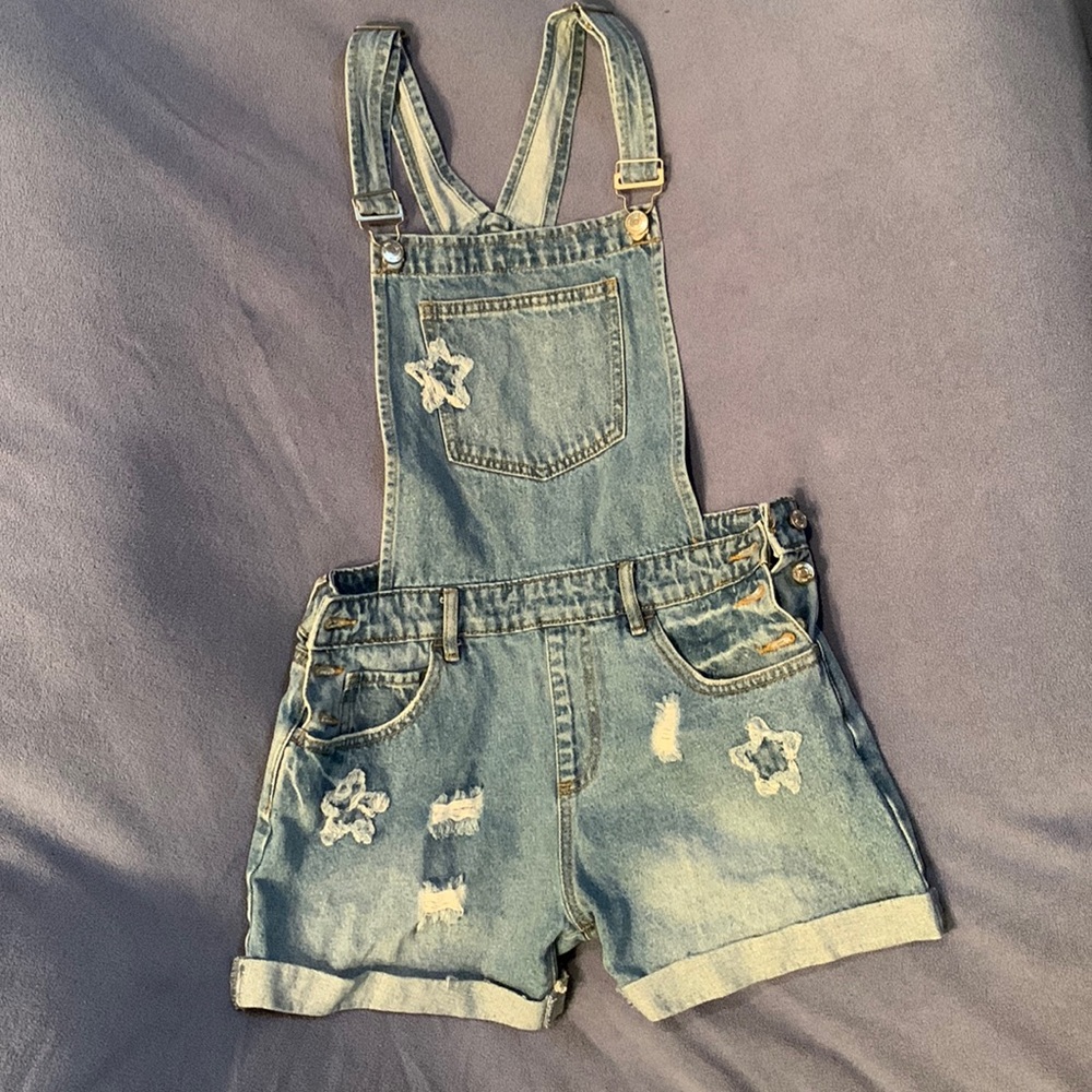Forever 21 denim overall shorts